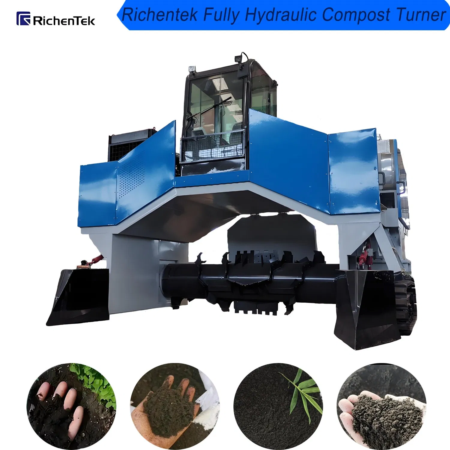 New Model Organic Waste Composting Turner - Automatic Hydraulic System for Efficient Fertilizer Production, Compost Turner Machine