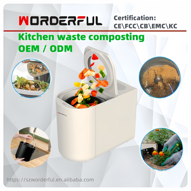 Smart White 4.5L Electric Composter Kitchen Food Waste Composting Machine Automatic Food Recycler Household Garbage Disposal