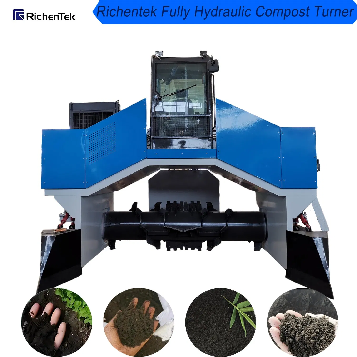 Wheel-Type Compost Turner Machine for Poultry Waste - Efficient Cow Dung and Chicken Manure Composting Equipment