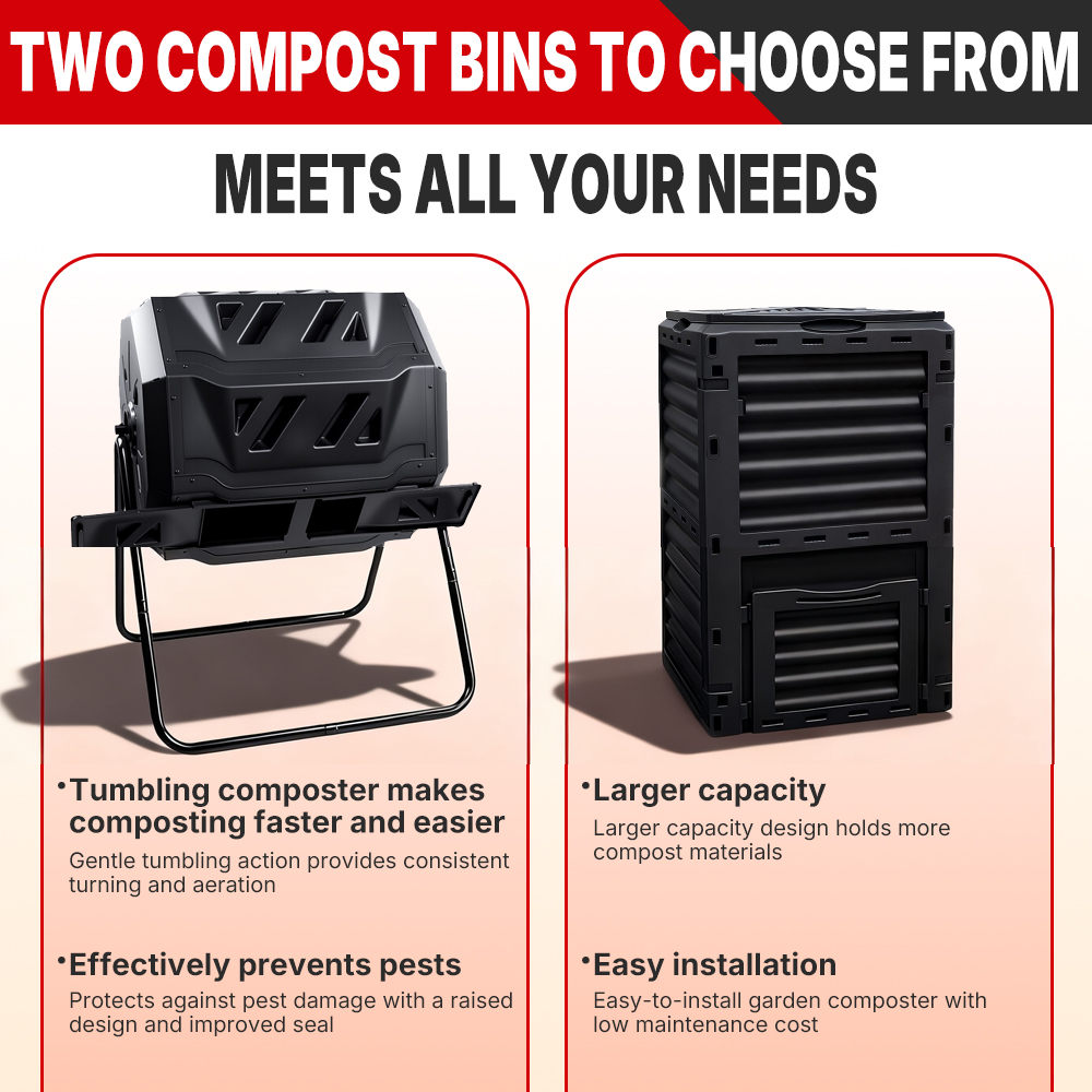 One99 Factory Direct 300L Plastic Garden Compost Bin Large Capacity Outdoor Worm Composter for Bulk Organic Waste Recycling