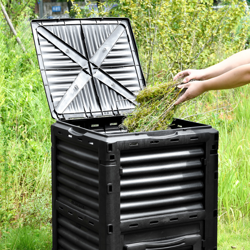 300L 80Gal Outdoor Garden Compost Bin Large Composter Eco Friendly Recycling Organic Waste Converter