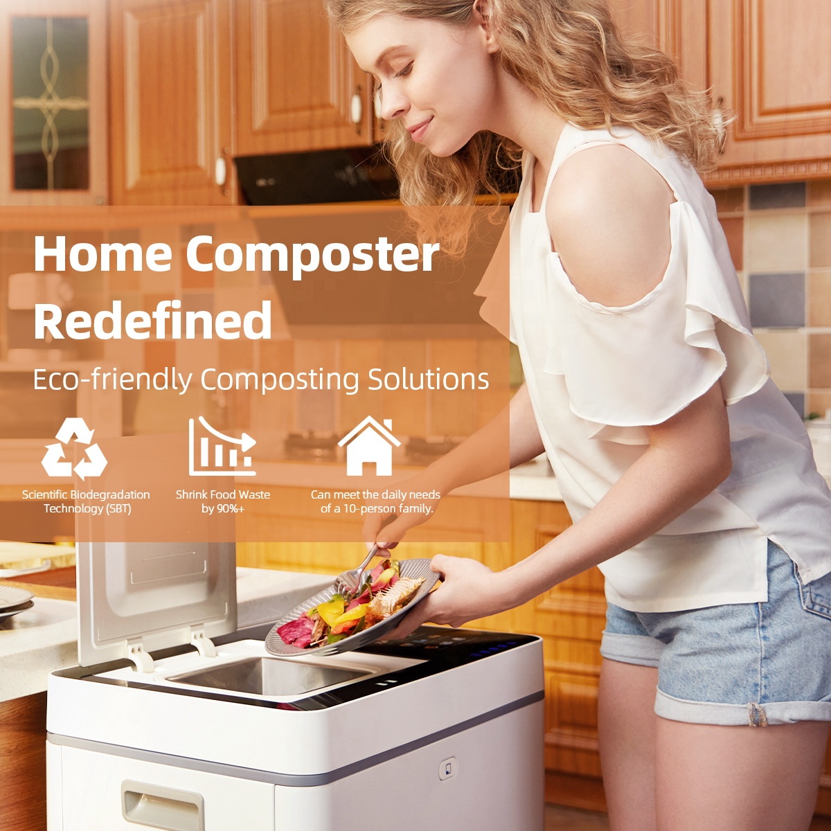 21L Kitchen Food Organic Electric Waste Composter Garbage Disposal Machine Household for Organic Fertilizer Making