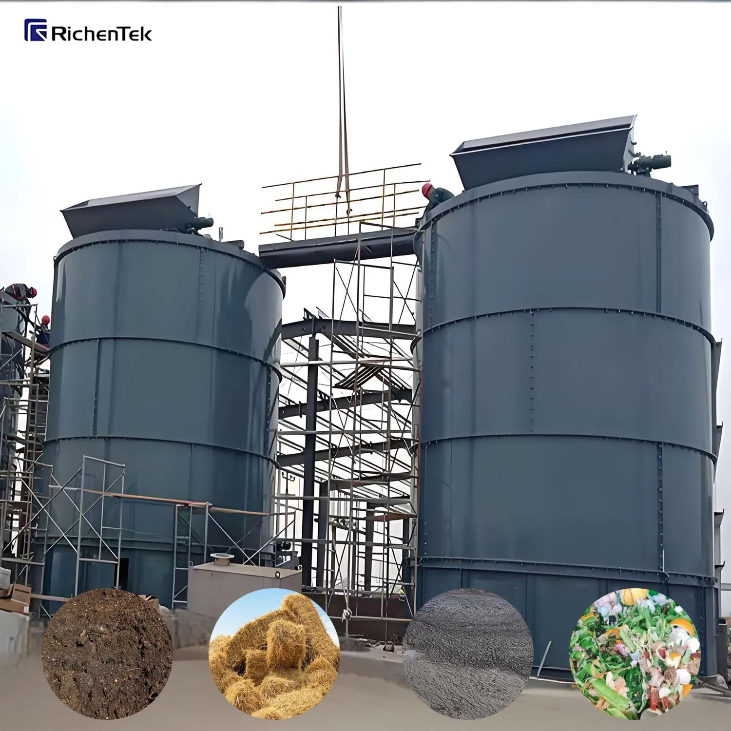 Stainless Steel Vertical Fermentation Tank -Continuous Feeding Vertical in-Vessel Composting System