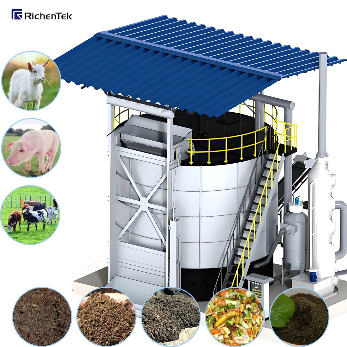 Aerobic Composting Machine for Livestock &amp; Boiler Manure / Efficient Industrial Turner Equipment and Fermentation Tank System, Made in China