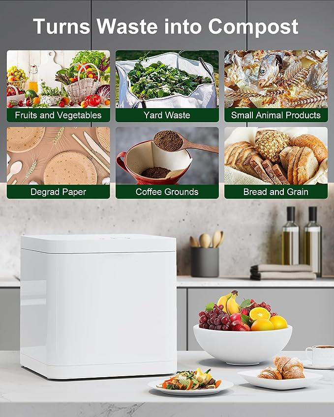 Electric Odor-Free Food Waste Composting Machine 42dB Noiseless Stainless Steel 3.3L Capacity Garbage Collector Household