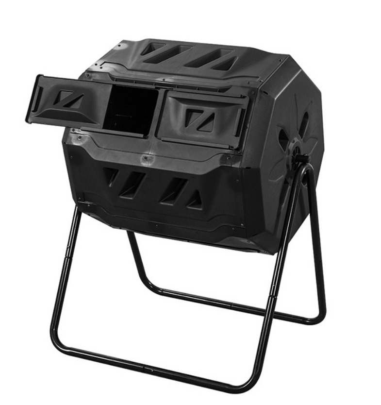 Garden Composting Tumbler Garden Composter With Sliding Door and Solid Steel FrameDual Chamber Tumbling Composter