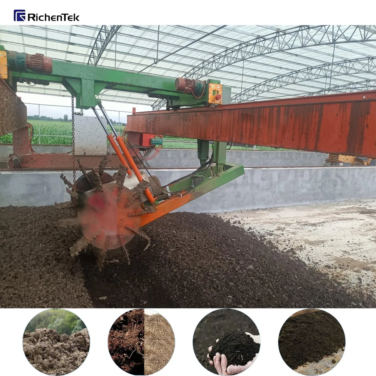 Wheel Disc Compost Turner Machine for Fermentation - Large-Scale Organic Waste &amp; Livestock Manure Composting Equipment