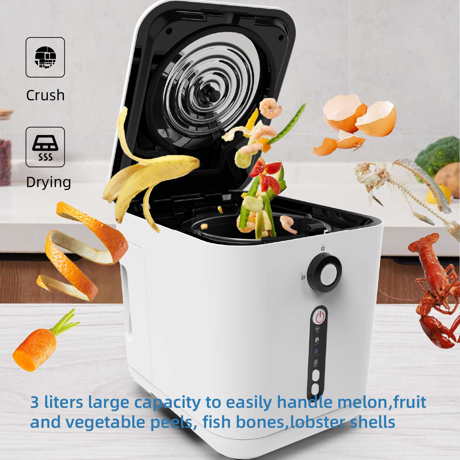 CE 220V 3L Electric Composter Kitchen Smart Compost Bin Household Food Waste Processor