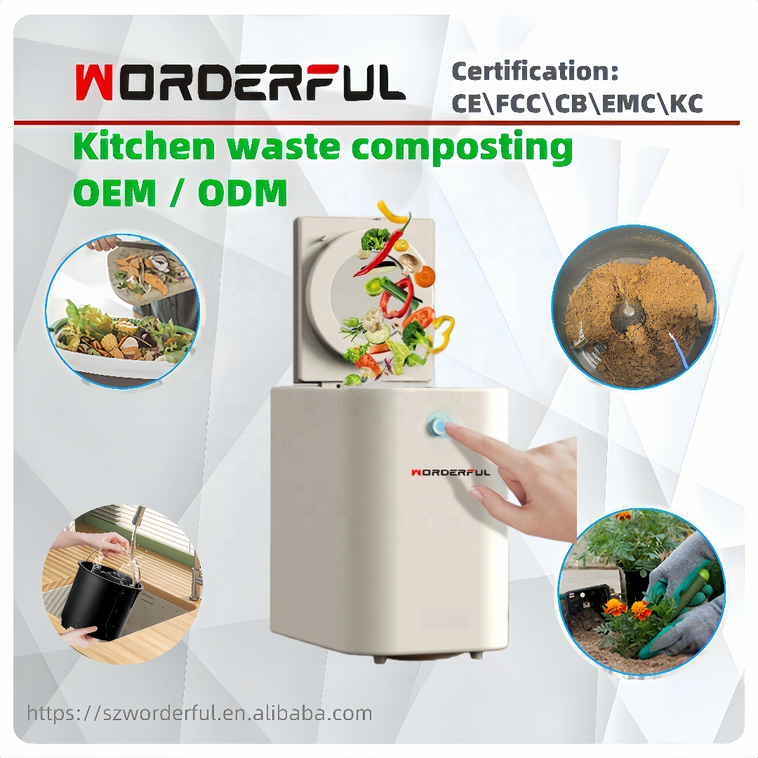 OEM 2.5L Smart Waste Kitchen Composter Turning Food Waste to Compost Electric Compost Bin Factory Whole Customized White