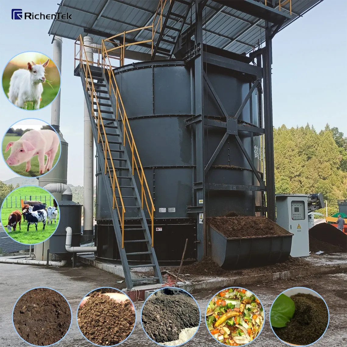 Organic Fertilizer Fermentation Tank, Municipal Organic Waste Recycling: Vertical Composting System for Cities &amp; Townships