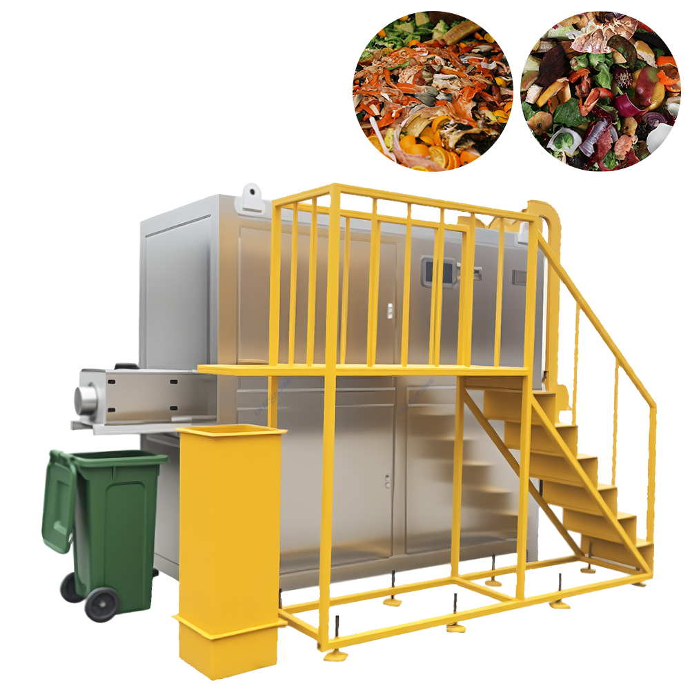 Fully Automatic Electric Stainless Steel Commercial Kitchen Waste Recycling Composting Machine Batch Processing Dewatering