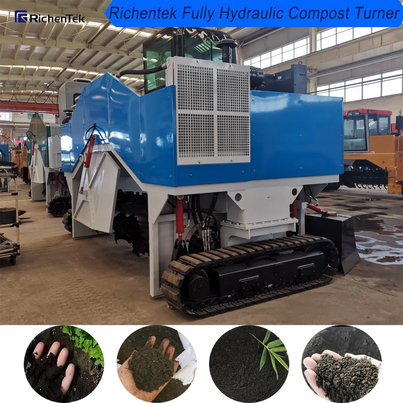 Wheel-Type Compost Turner Machine for Poultry Waste - Efficient Cow Dung and Chicken Manure Composting Equipment