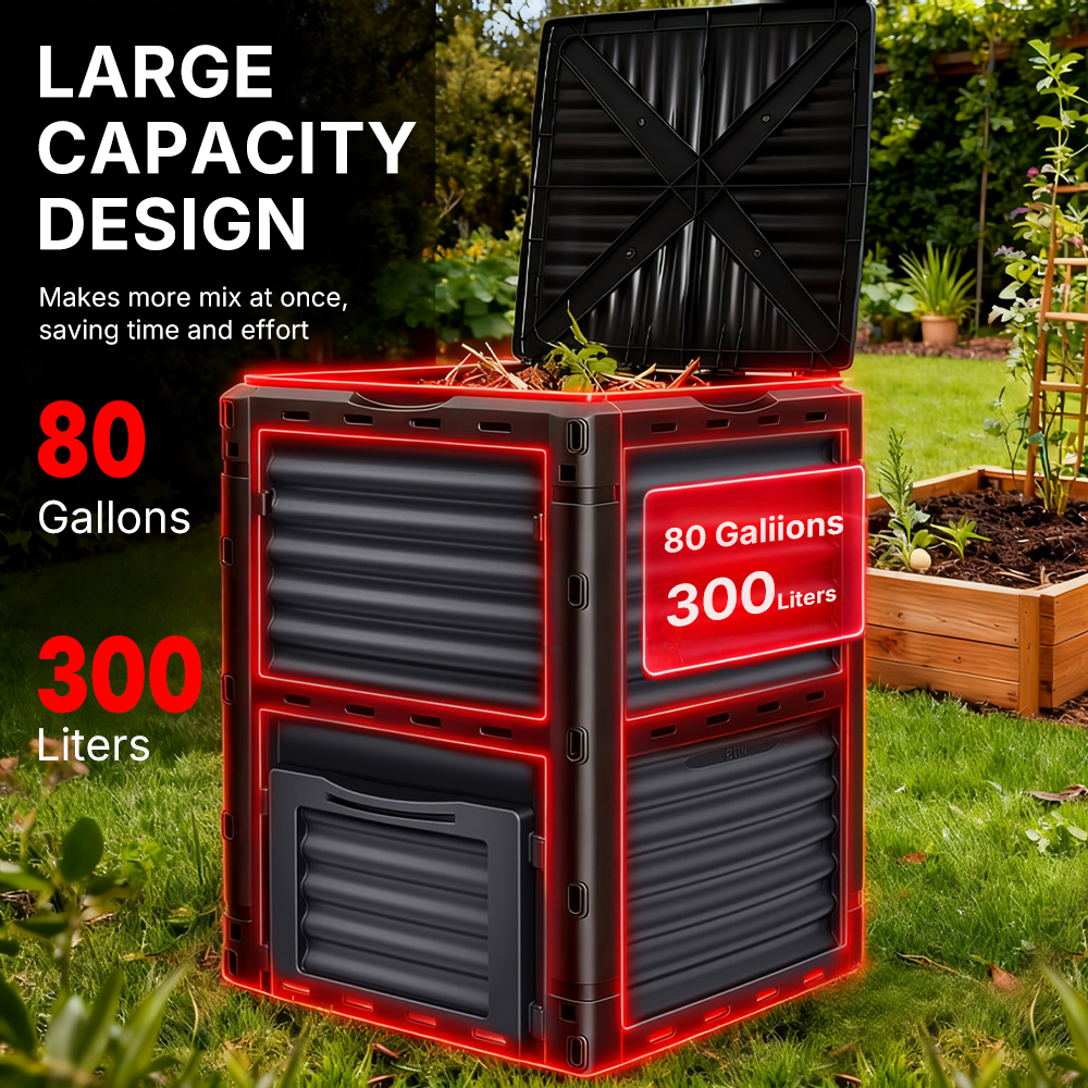 One99 Factory Direct 300L Plastic Garden Compost Bin Large Capacity Outdoor Worm Composter for Bulk Organic Waste Recycling