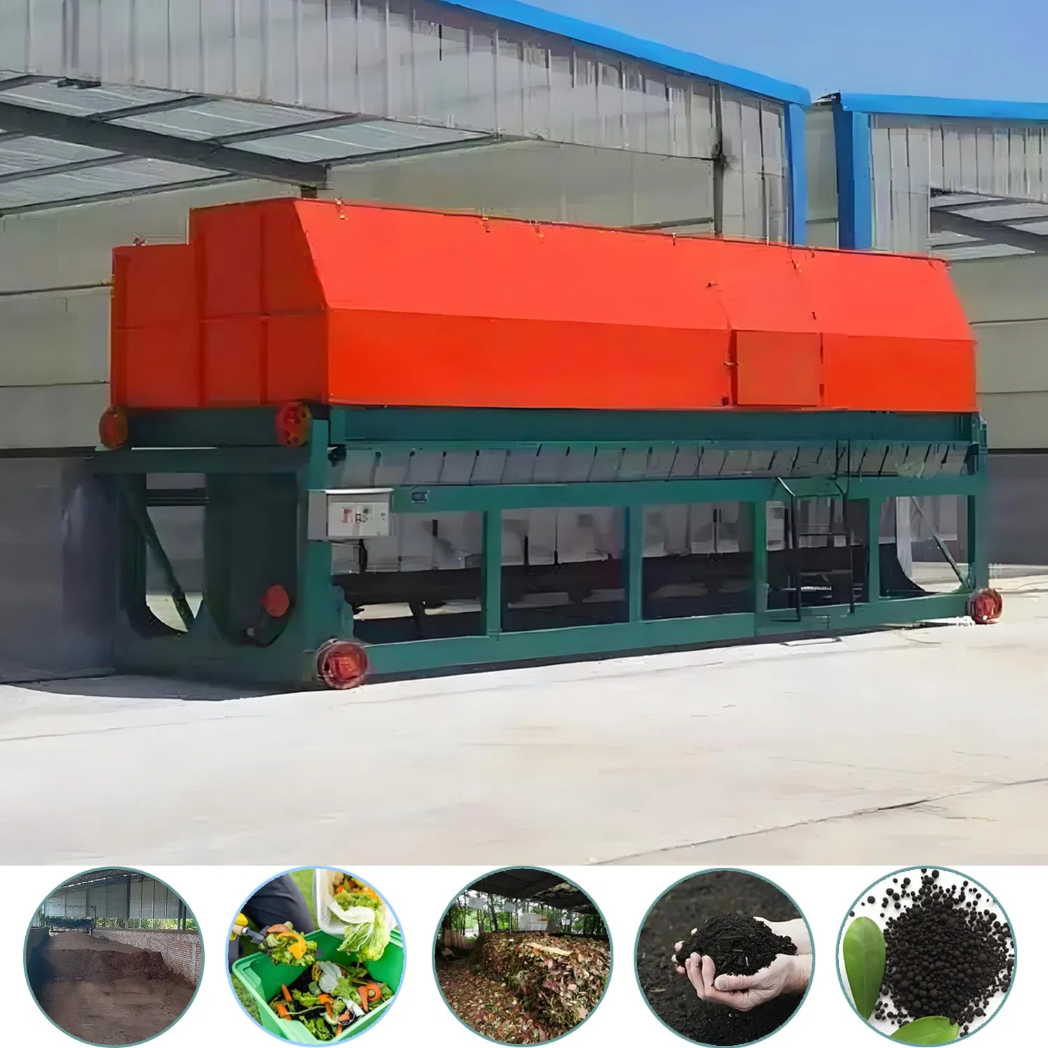 Automated Fermentation Trough System, One Turner Serves Multiple Troughs Via Traveling Crane Saves Space, Complete Groove Type Composting System