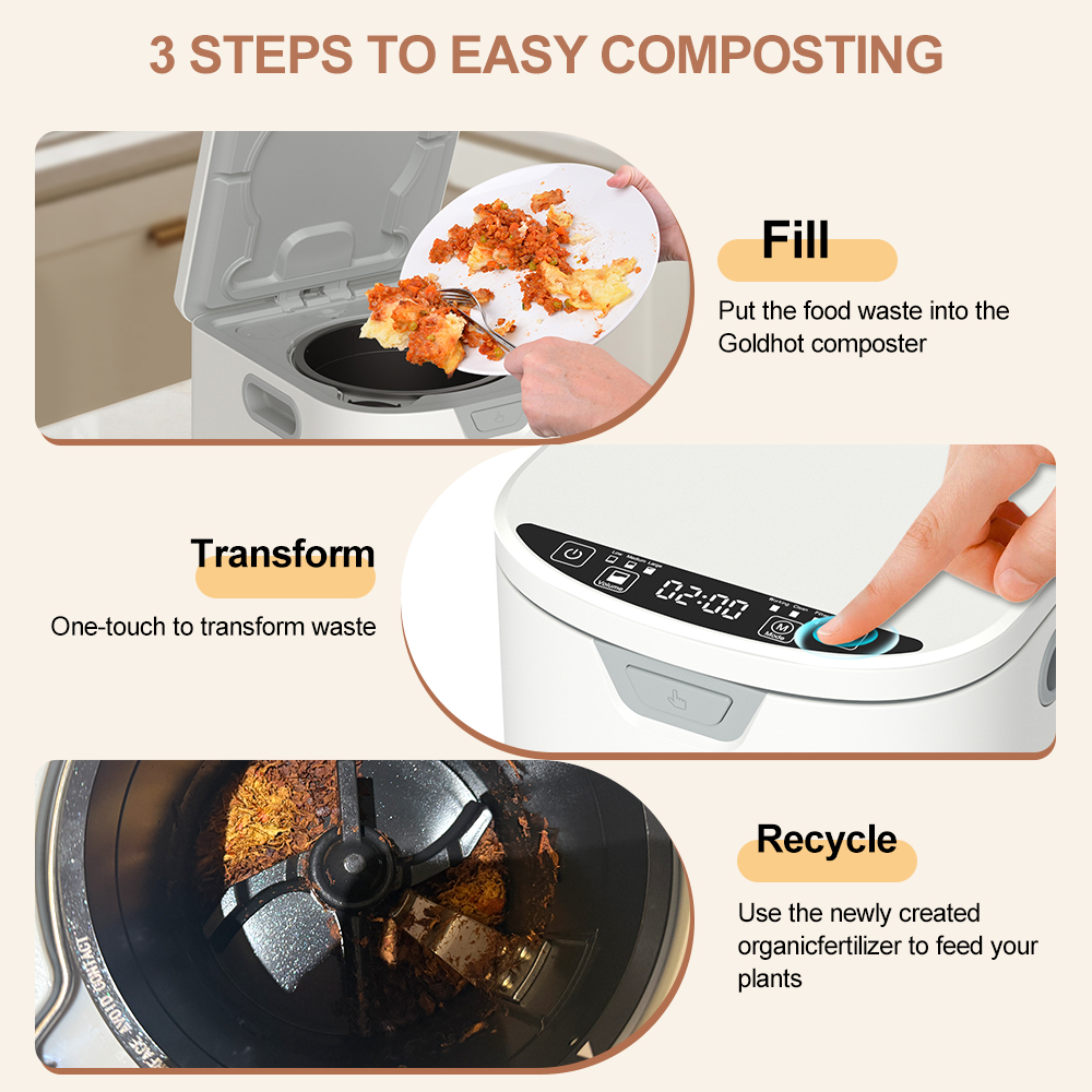 4L Electric Food Waste Disposal Processor Kitchen Compost Machine for Gardening