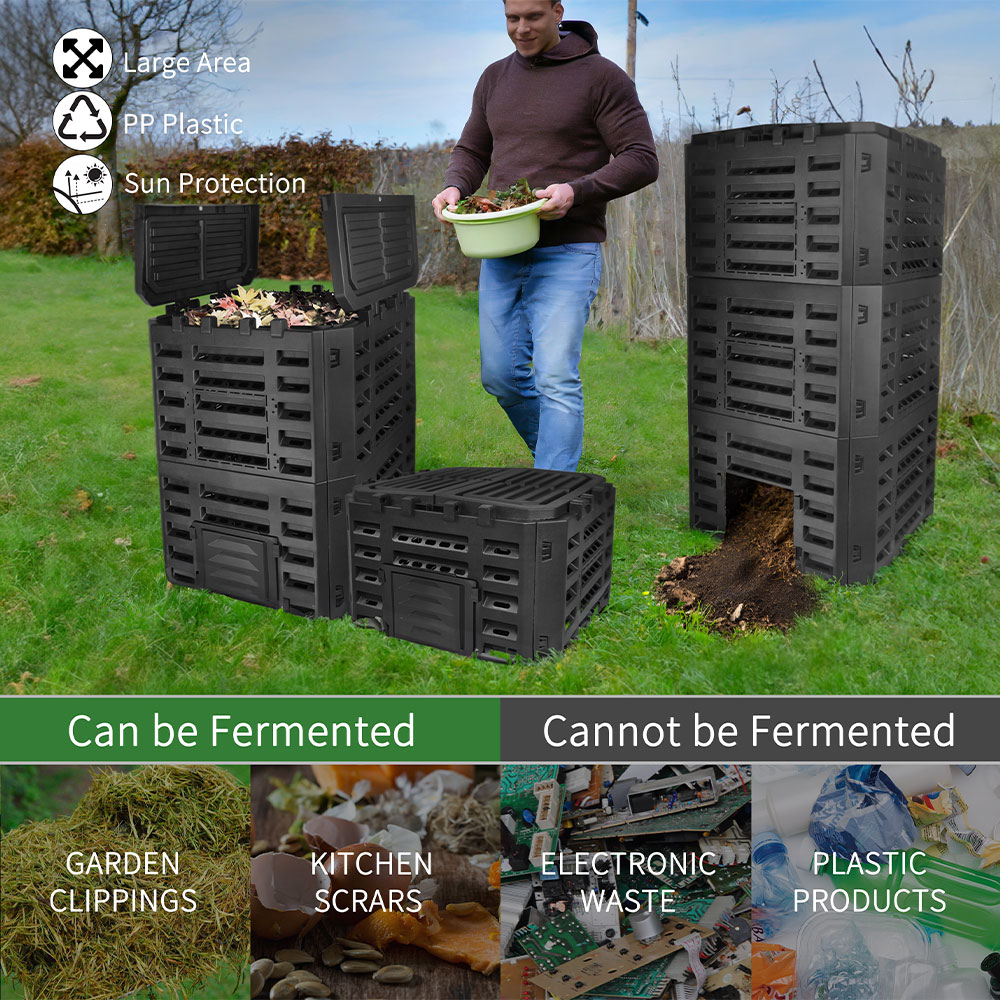 340L Grass Flowers Plants Composteur De jardin Organics Dual Rotating Outdoor Composting Worm Garden Home Composter Compost Bin