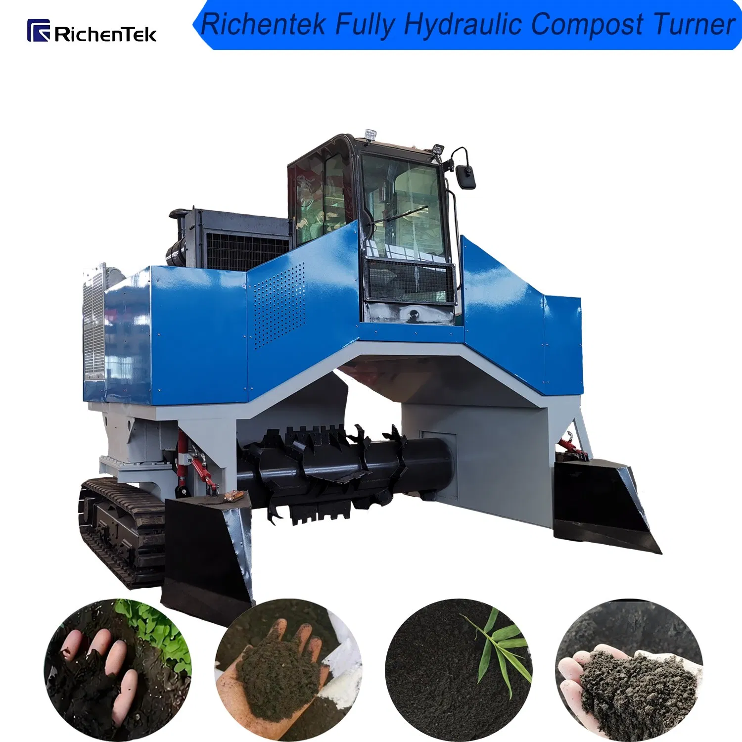 New Model Organic Waste Composting Turner - Automatic Hydraulic System for Efficient Fertilizer Production, Compost Turner Machine