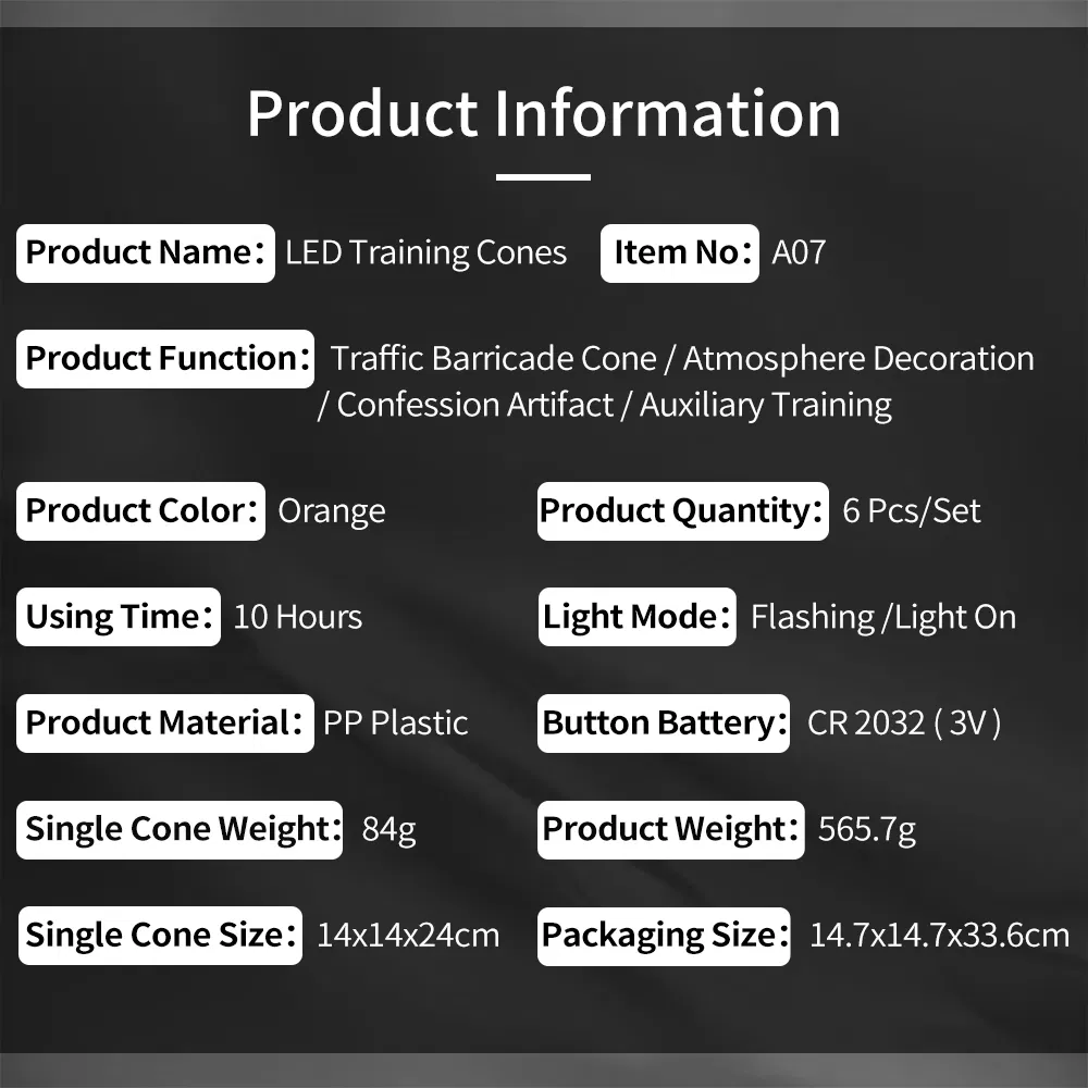 LED Training Cone Components
