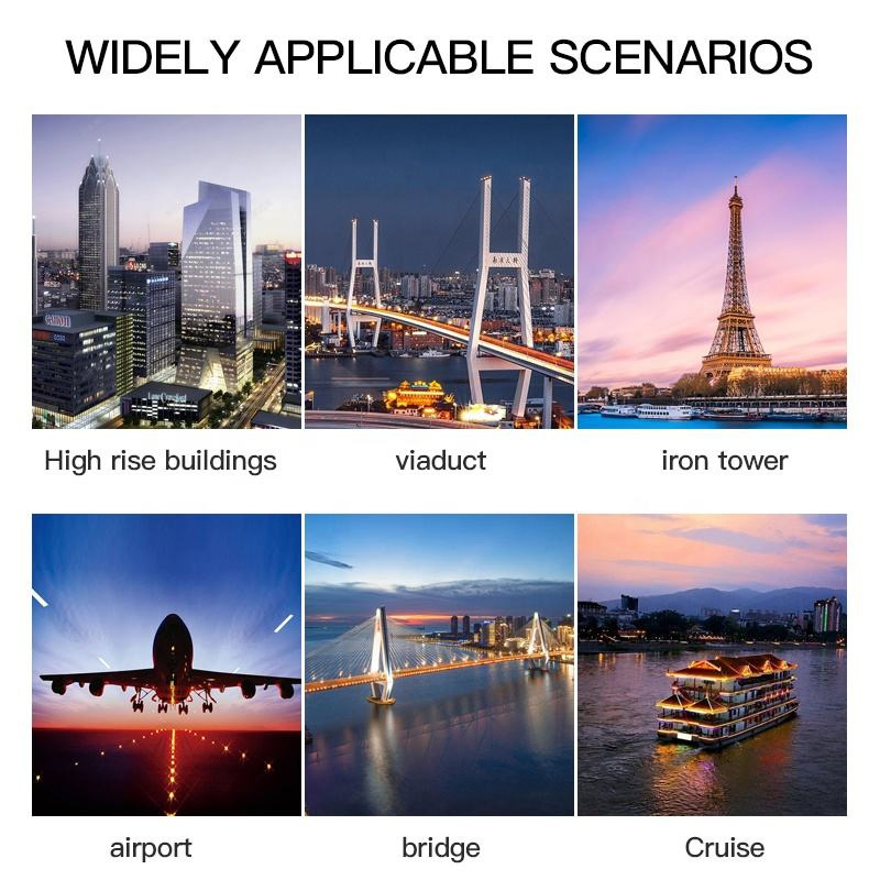 High-Rise Buildings Tower Airport Runway Taxiway Helipad Ship Navigation LED Safety Lamp Solar Aviation Obstruction Lights