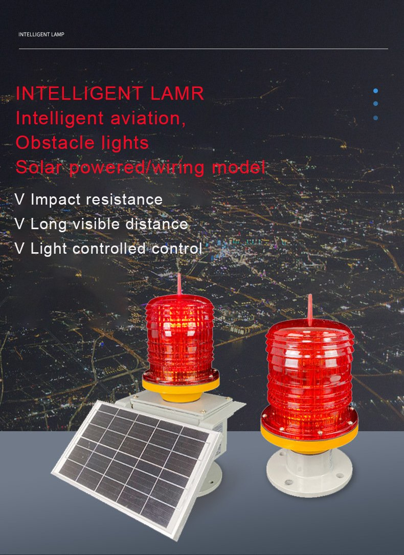 Aircraft Aviation Solar Powered Navigation LED Flashing Crane Tower Obstruction Beacon Marine Lantern Warning Lights