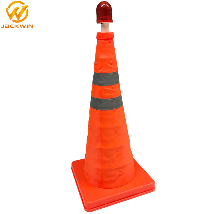 Jackwin Hot Sale Portable Retractable Safety Traffic Cone with Mini LED Warning Light