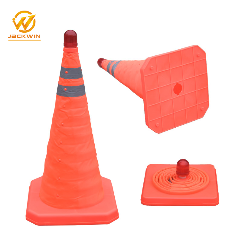 700mm Collapsible Orange Safety Traffic Cone with LED Light