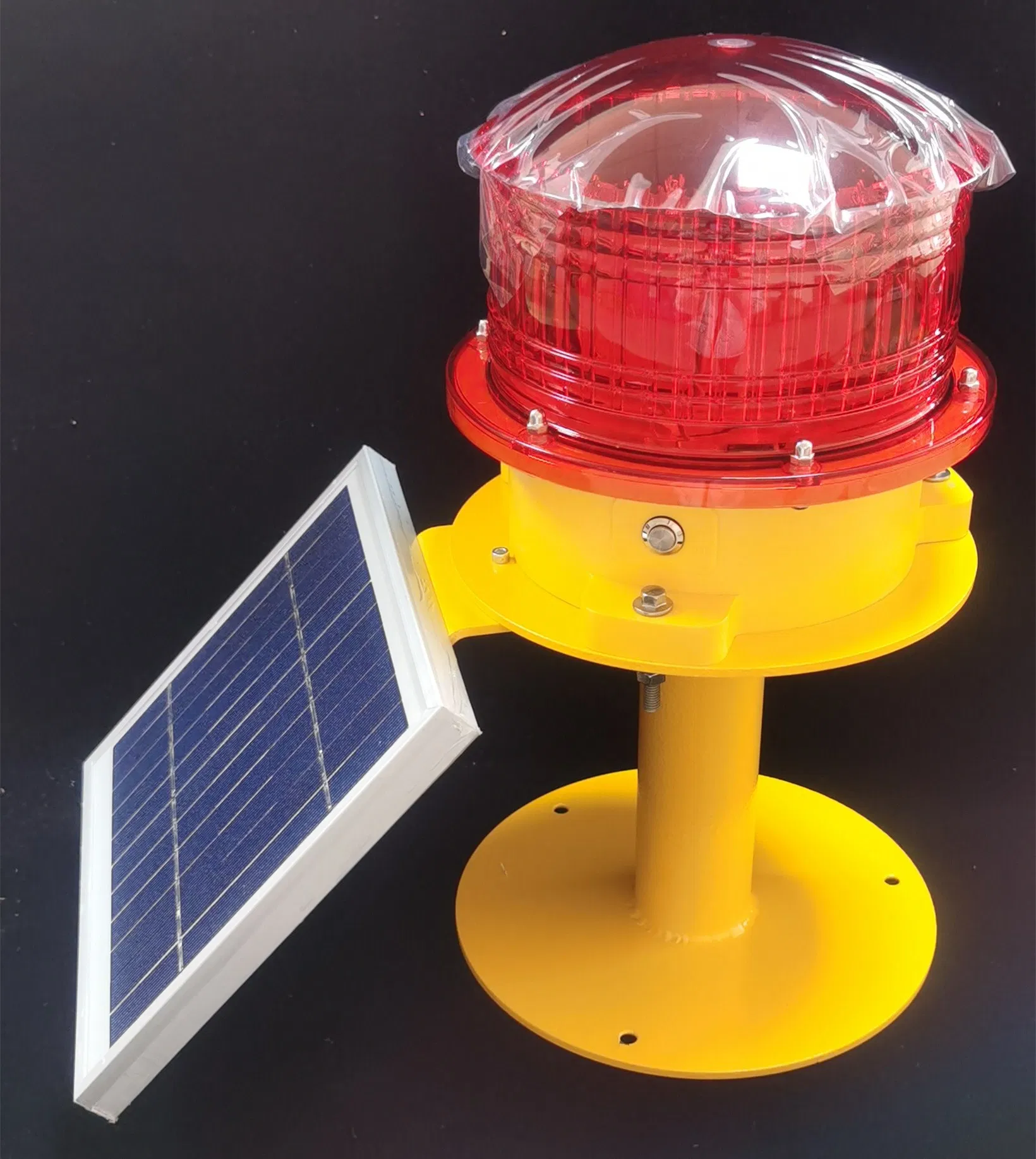 Solar Strobe Warning Light 360 Degree Single Column Super Bright Waterproof IP67 for Construction Traffic Dock Marine Wireless Light Control Flashing