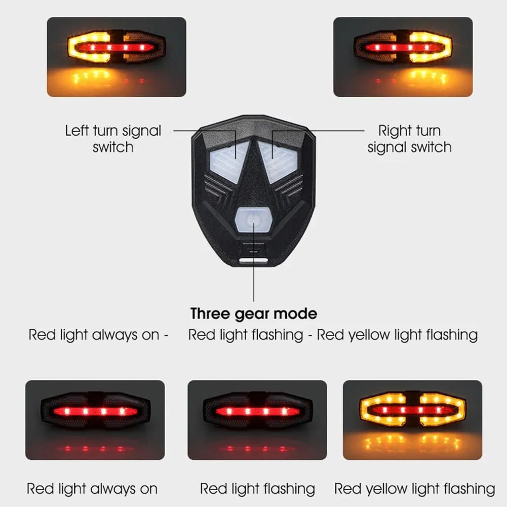 Bike Tail Light with Turn Signals Wireless Remote Control Waterproof Bicycle Rear Light Back USB Rechargeable Ultra Bright Safety Warning Cycling Taillight for