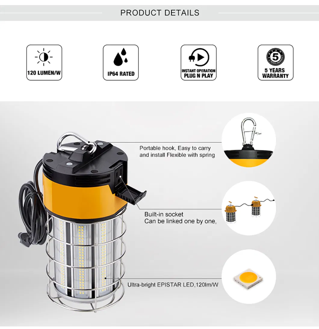 Romanso LED Work Light IP65 Portable Work Light 60W 100W 150W Waterproof LED Temporary Job Lamp Construction Work Lighting