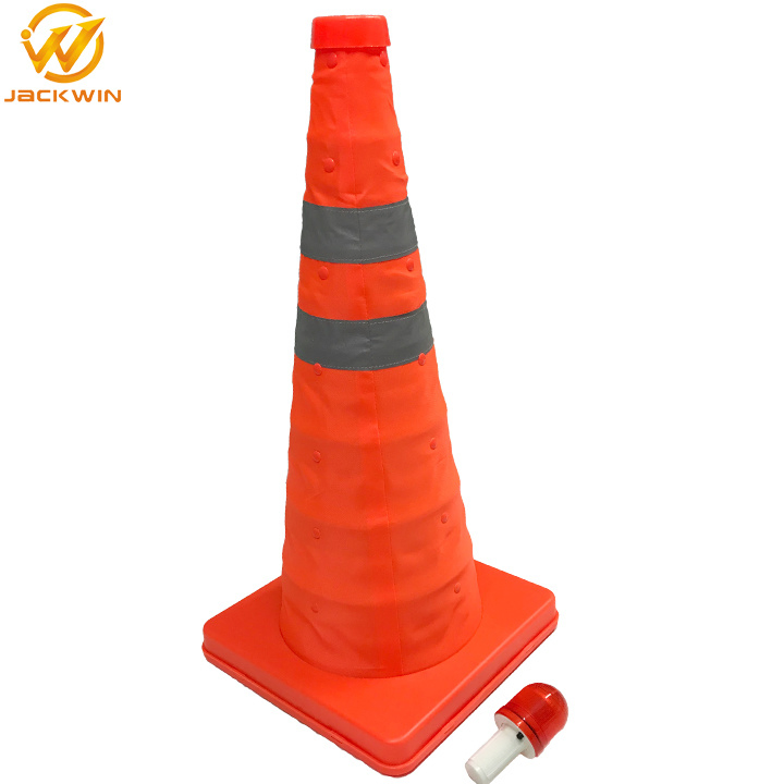 Jackwin Hot Sale Portable Retractable Safety Traffic Cone with Mini LED Warning Light