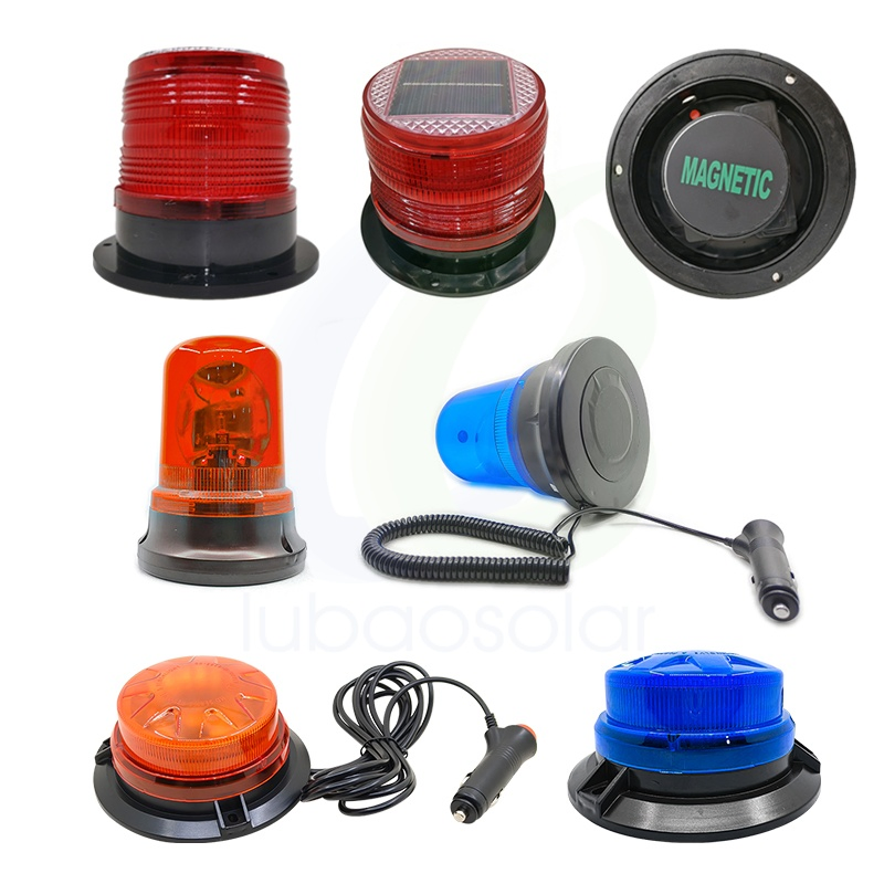 Solar LED Strobe Flashing Rotating Safety Beacon Emergency Traffic Road Portable Waterproof Polycarbonate Solar Warning Light