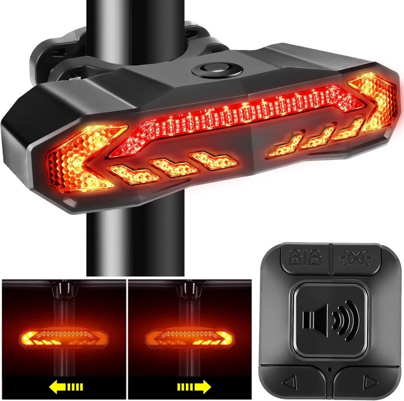 Smart Bike Tail Light Turn Signal Alarm LED Rear Lights Rechargeable Brake Cycling Bike Light