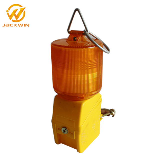 Battery Powered Flashing Road Hazard Warning Light in Construction Site