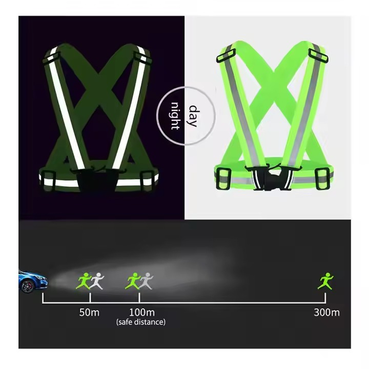 High Visibility Polyester Safety Vest Reflective Safety Vest with LED Light Safety Running Vest