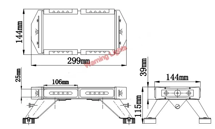 Mini LED Warning Light Bar Top View