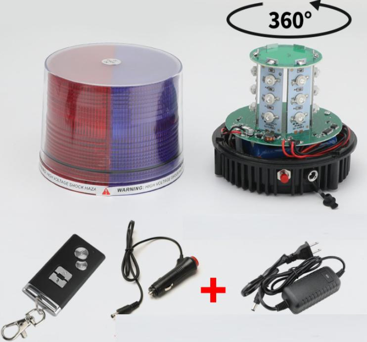 3.7V 4000mAh Wireless Car LED Warning Beacon Flashing Light with Remote Control 18W Road Traffic Emergency Warning Strobe Light with AC DC