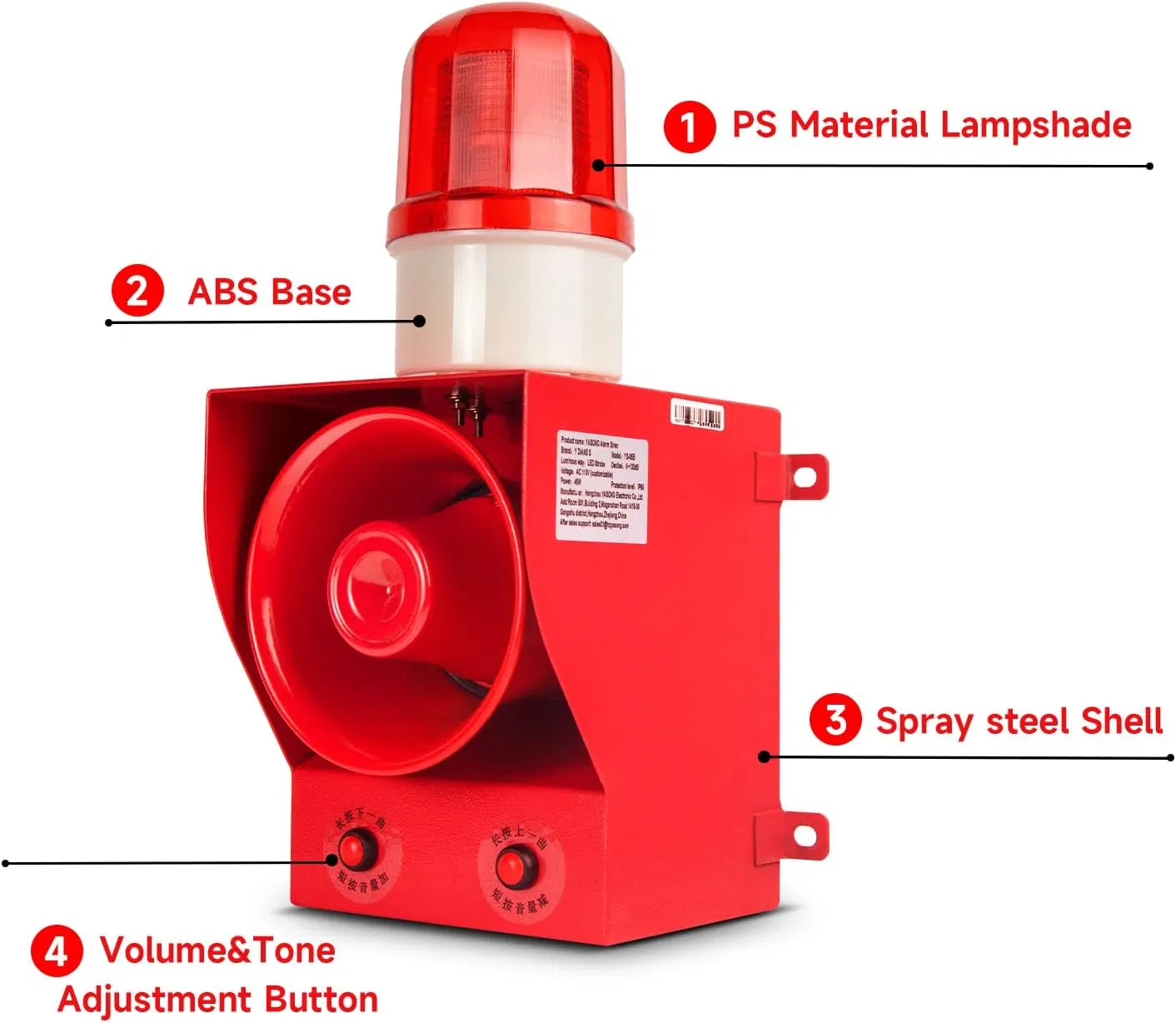 Touch-Controlled Industrial Door Alarm Light with 130 dB Alert