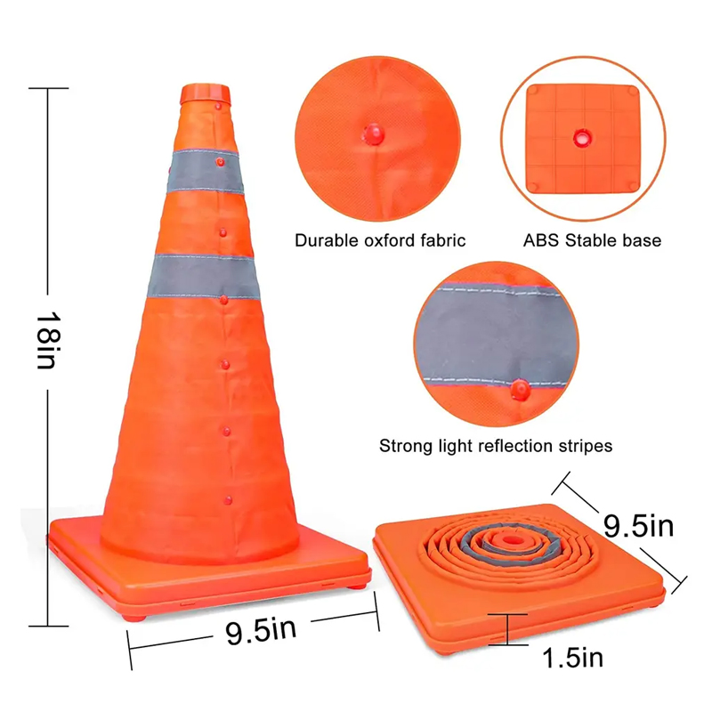 Collapsible Traffic Cones with LED Light Multi Purpose Pop up Reflective Safety Cone