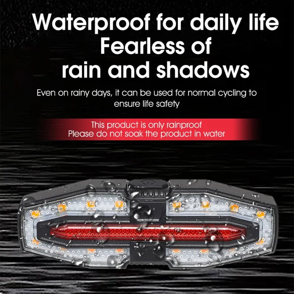 Bike Tail Light with Turn Signals Wireless Remote Control Waterproof Bicycle Rear Light Back USB Rechargeable Ultra Bright Safety Warning Cycling Taillight for