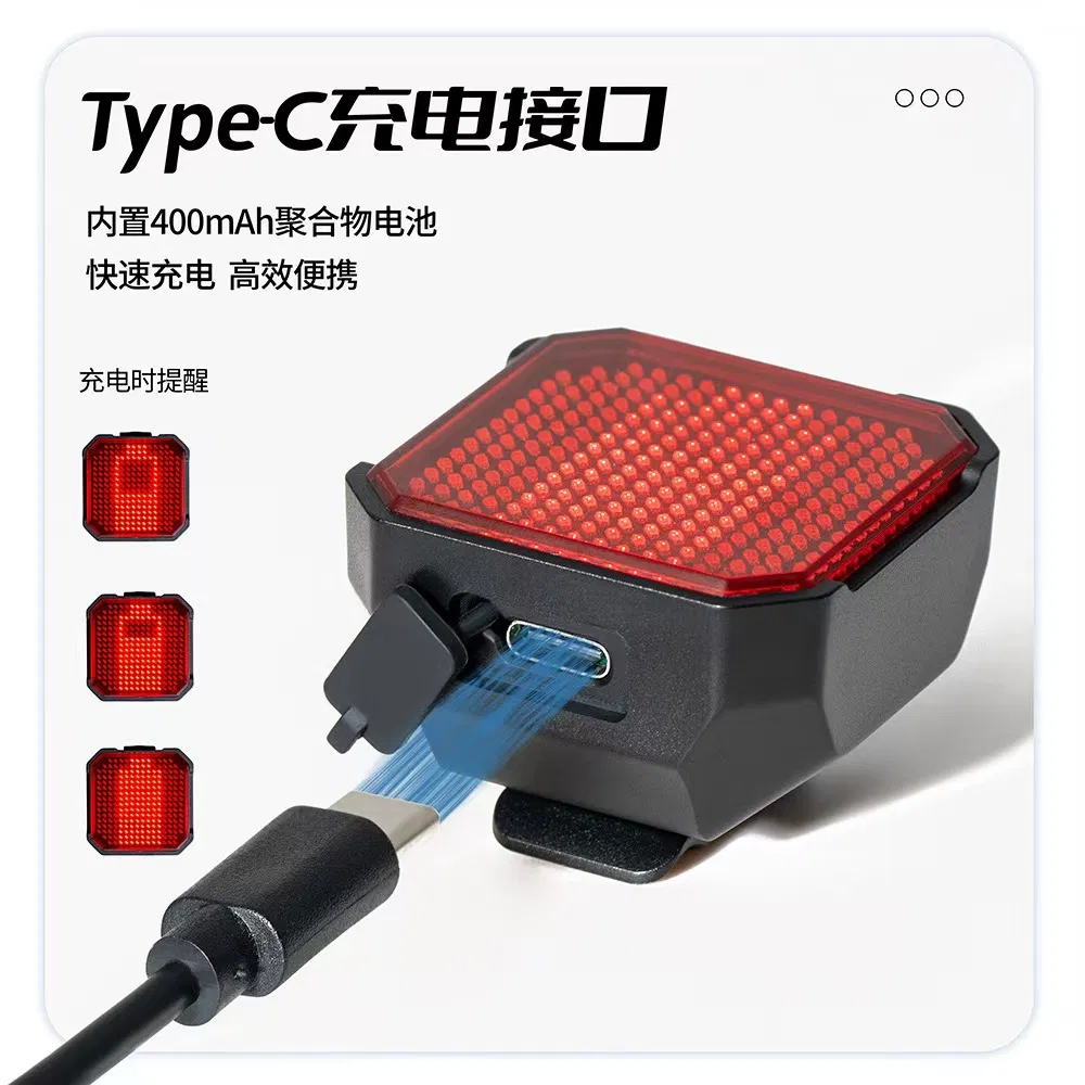 Waterproof IP65 USB Rechargeable Bicycle Light LED Rechargeable Light for Bike Turn Signal Brake Tail Light Bicycle Alarm