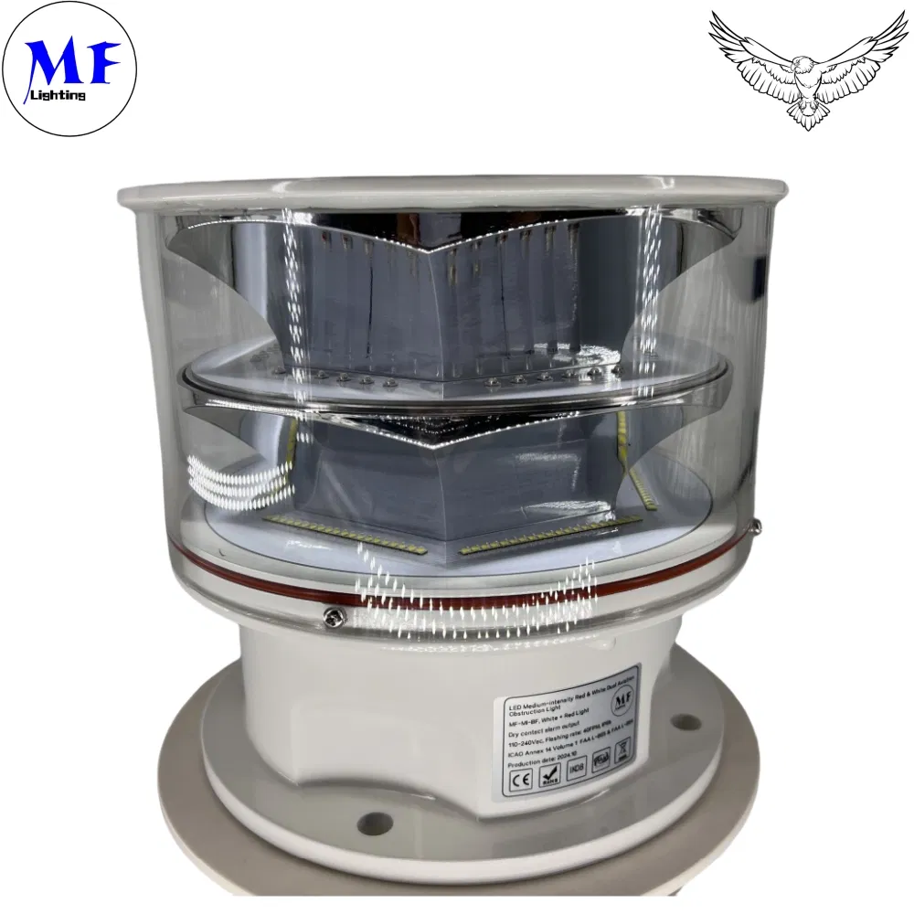 White Red Beacon IP66 LED Aircraft Warning Red White Beacon Aeronautical Aviation Obstruction Obstacle Light for Radio TV Broadcast Water Tower