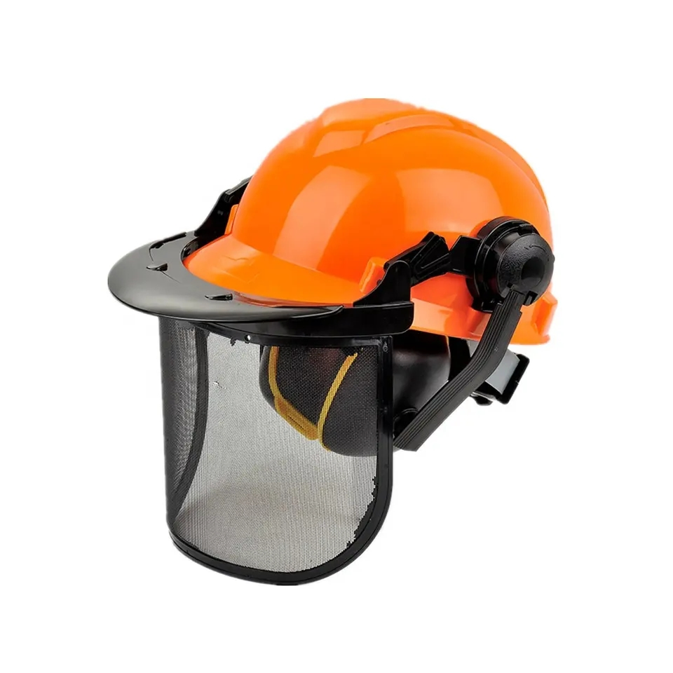 Lightweight Head Protective Hard Hat HDPE 4 in 1 Safety Helmet Construction with Earmuffs and Face Shield