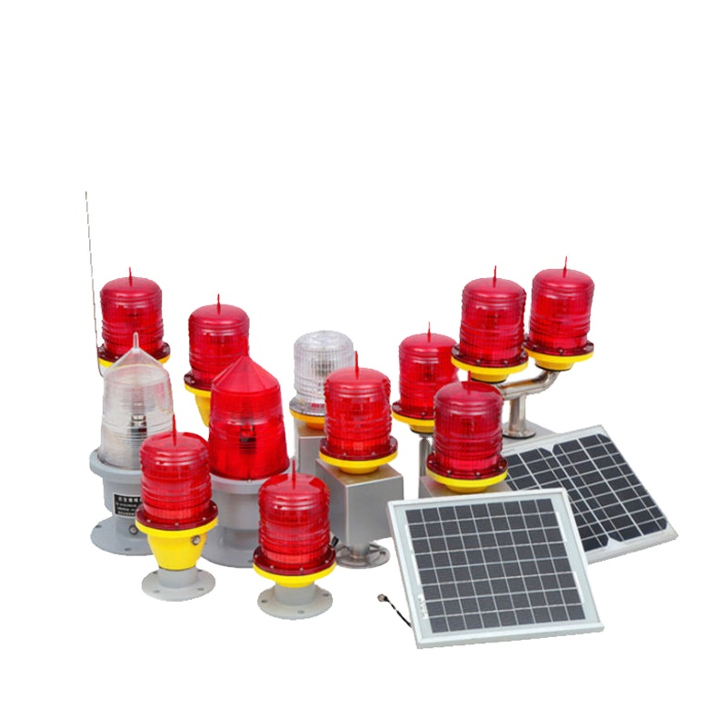 Red Solar Aviation Warning Light IP65 Waterproof for Construction Site Safety