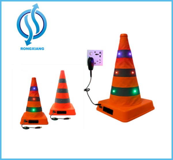 Reflective Retractable Collapsible Waterproof Traffic Safety Cone with LED Light