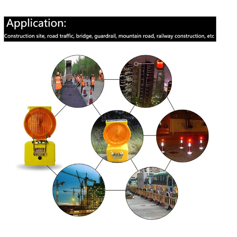 Road Barricade Flashing Light Warning Amber LED Solar Warning Lights