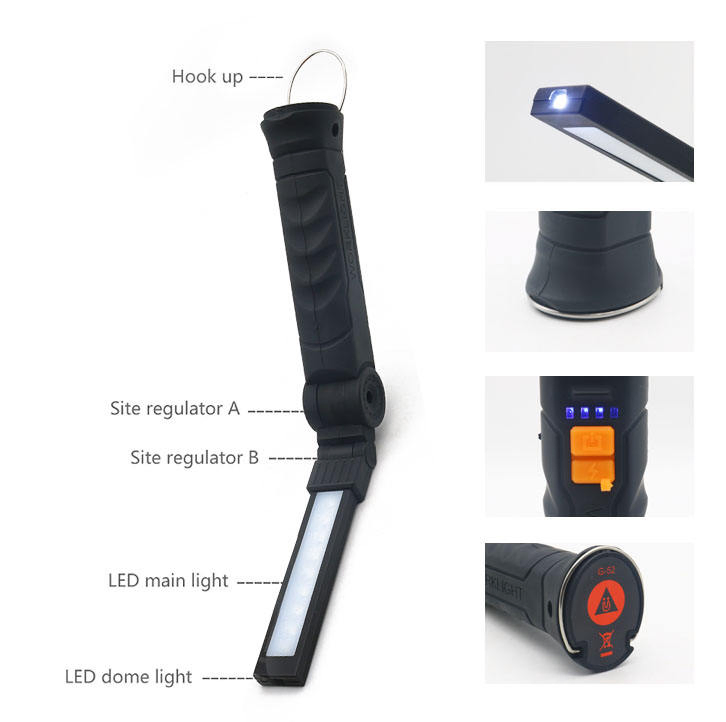 New Design Outdoor Portable Working Light Hanging Hook USB Rechargeable LED Flexible Magnetic Folding COB Work Light