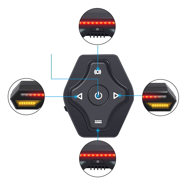 Bike Tail Light with Turn Signals Wireless USB Rechargeable Esg13321