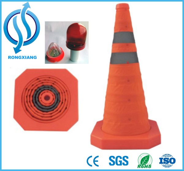 Reflective Retractable Collapsible Waterproof Traffic Safety Cone with LED Light