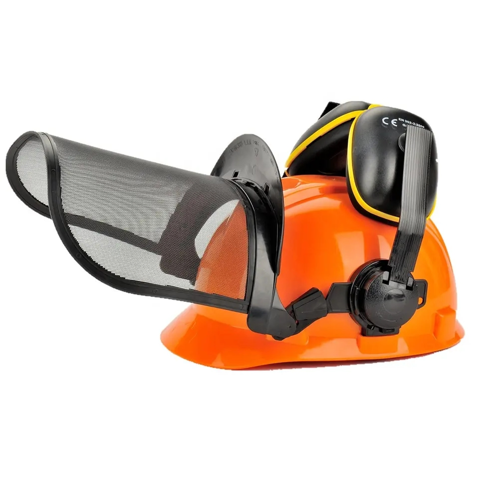 Lightweight Head Protective Hard Hat HDPE 4 in 1 Safety Helmet Construction with Earmuffs and Face Shield