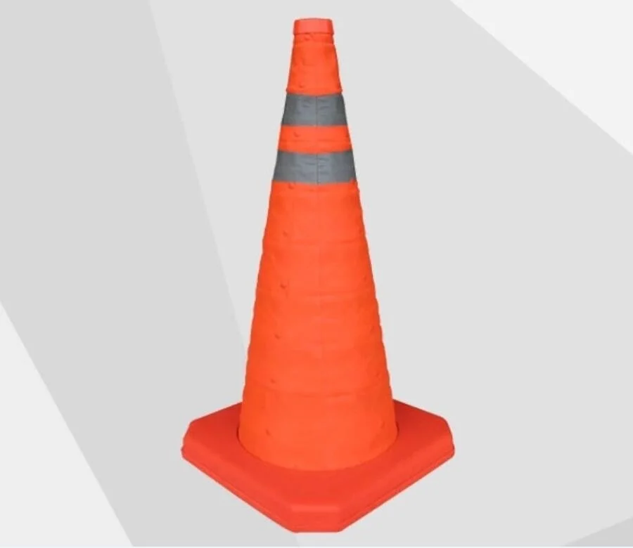 PP Base Retractable Collapsible Traffic Safety Cone with LED Light